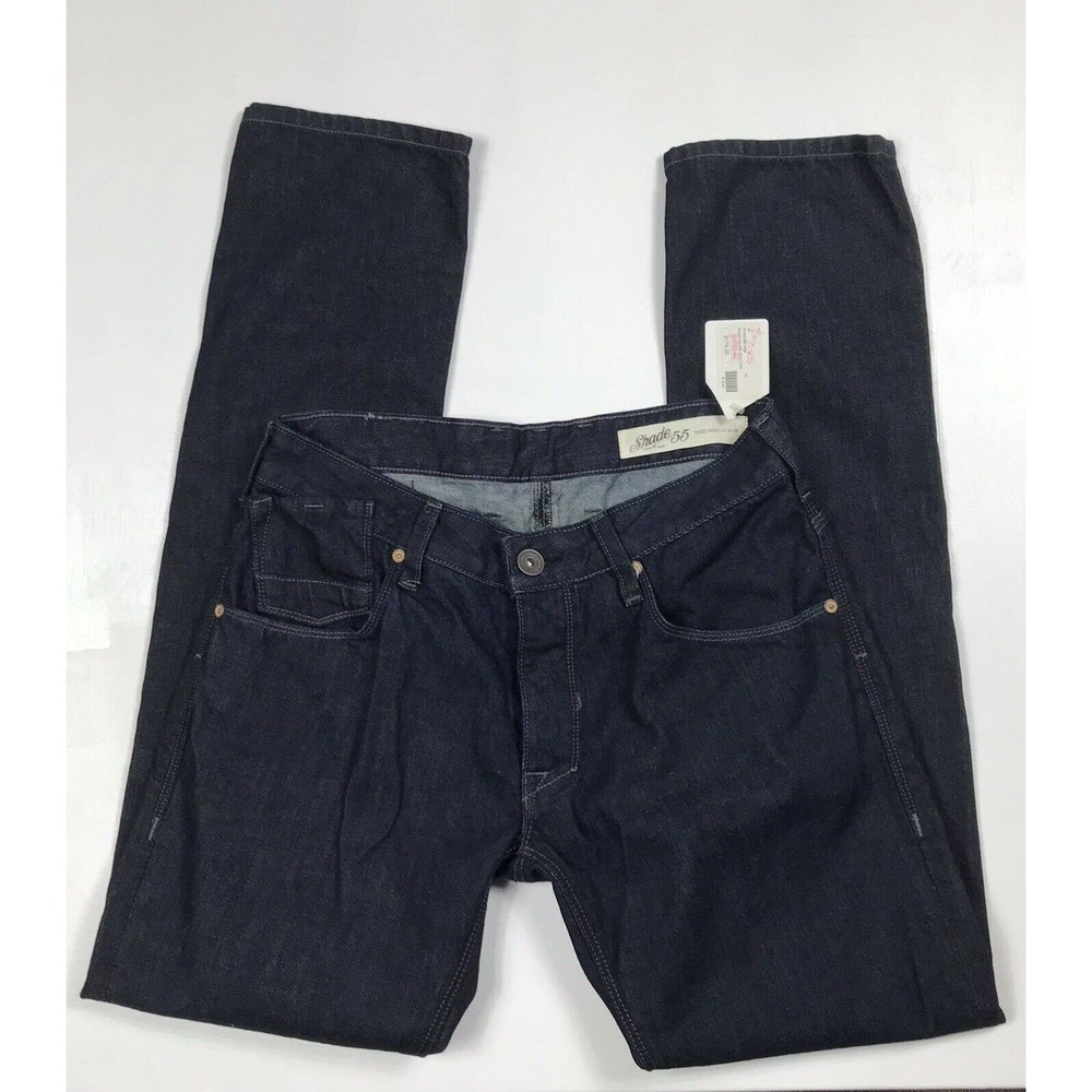 Shade 55 Denim Jeans Mens Size 30X33 Dark Wash Tapered Leg 49ER Made In USA NWT
